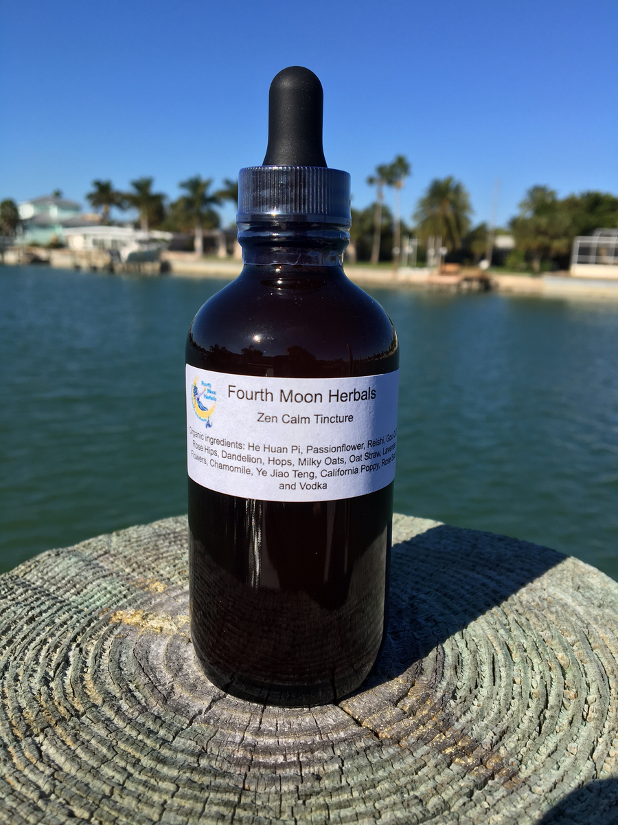 Organic Herbal Zen Calm Tincture 4 ounces in French Organic Vodka